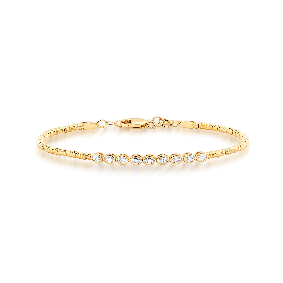 Oval Bezel Taşlı Altın Bileklik