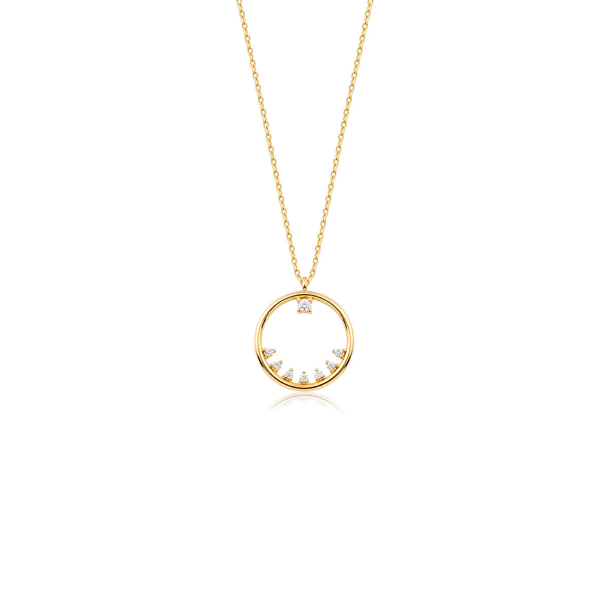 Taşlı Minimal Halka Altın Kolye