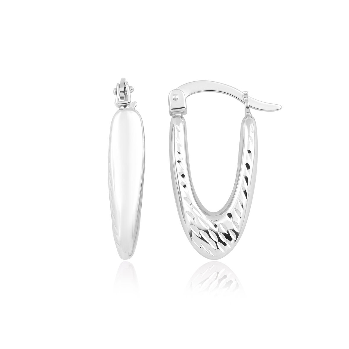 Oval Halka Beyaz Altın K&uuml;pe